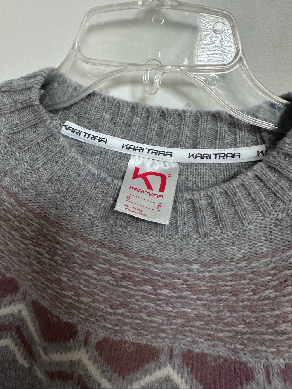 Kari Traa Sundve Fair Isle Knit Wool Blend Sweater gray pink size small - Picture 5 of 7